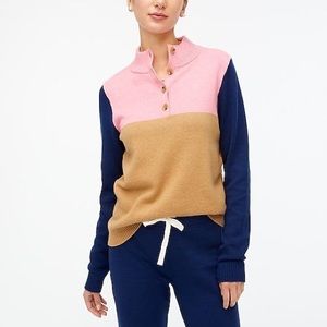 J.Crew Factory Jacquard Button Pull-Over Color-Block Sweater
